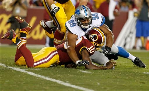 RG3 al momento de ser capturado y lesionado.