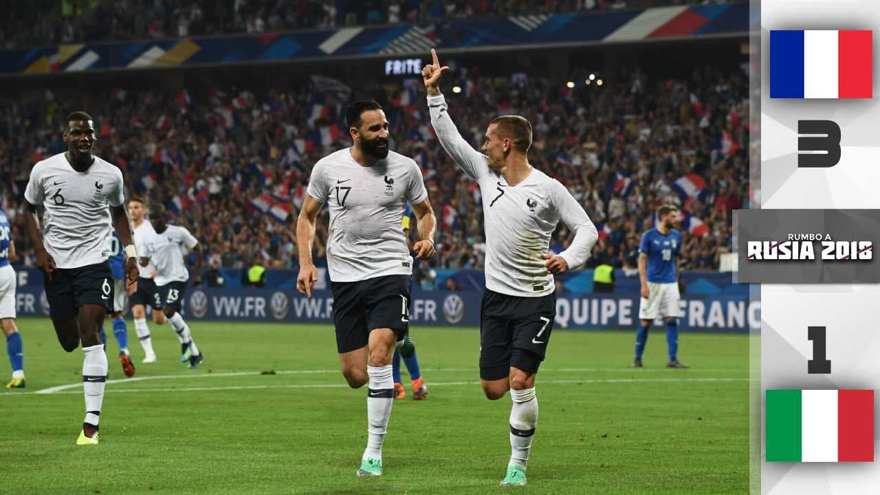 Con goles de Umtiti, Griezmann y Dembelé Francia engrana ante Italia