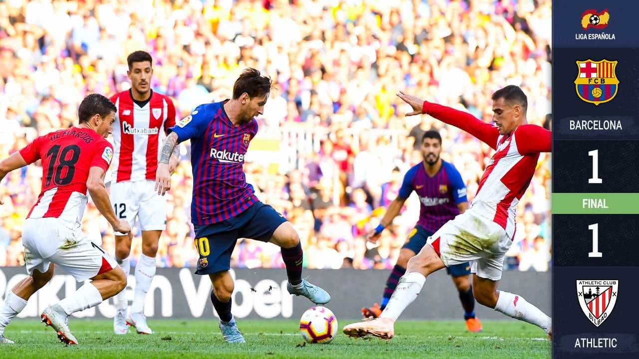 ¡Por pensar en Champions! El Barcelona dosifica a Messi y apenas araña un empate ante el Athletic