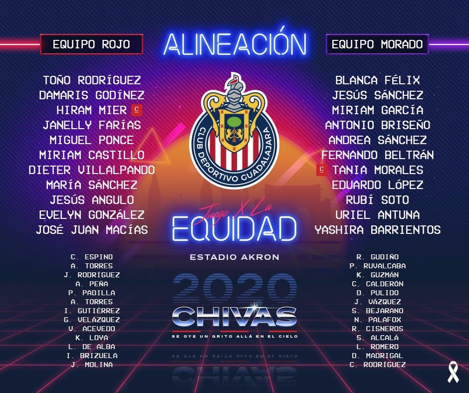 Por segundo año consecutivo, Chivas realizó el 'Juego X la Equidad', con dos equipos formados por un combinado entre sus ramas varonil y femenil.