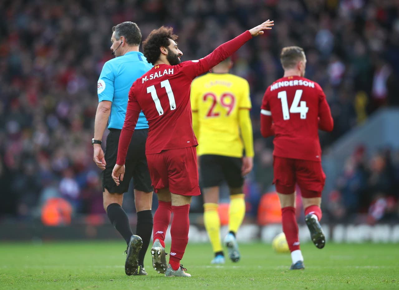 Salah (38´, 90’) marcó lo goles por los locales. Liverpool lega a 49 unidades, mientras que Watford sólo acumula 9.