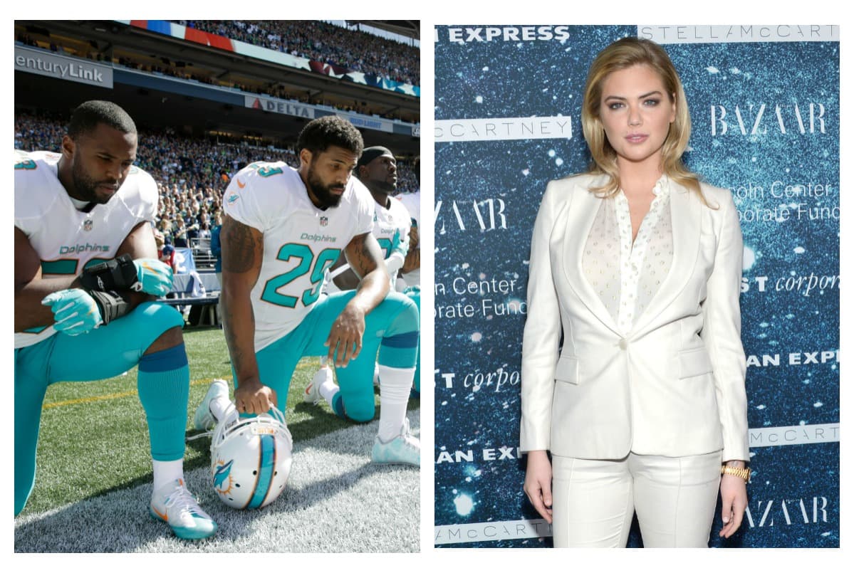 La modelo Kate Upton criticó la protesta de los Dolphins durante el himno de los EEUU