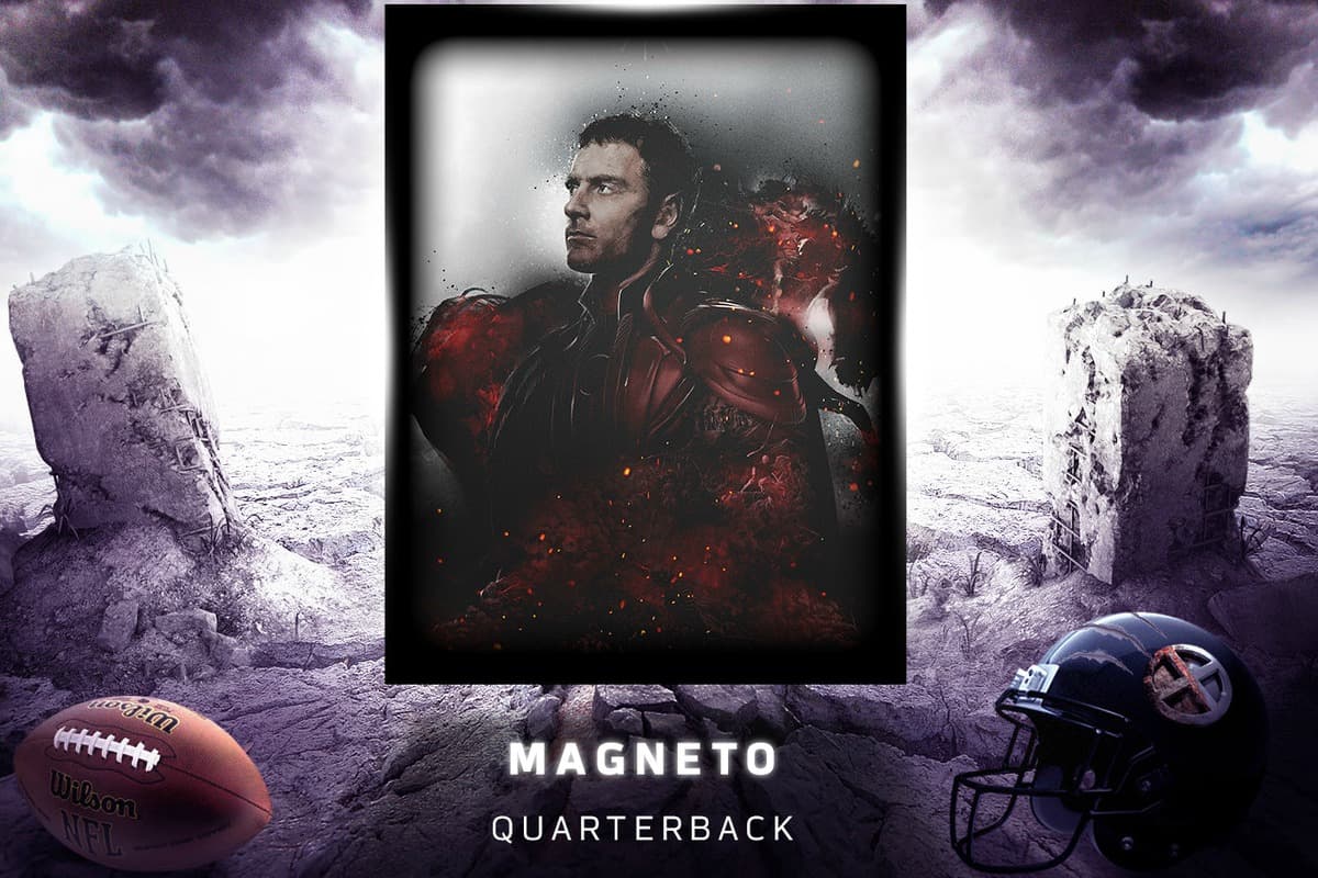 Magneto - Quarterback: Un brillante estratega que podría lanzar el ovoide en cualquier punto, siempre y cuando el balón tenga algunas trazas de metal en él.