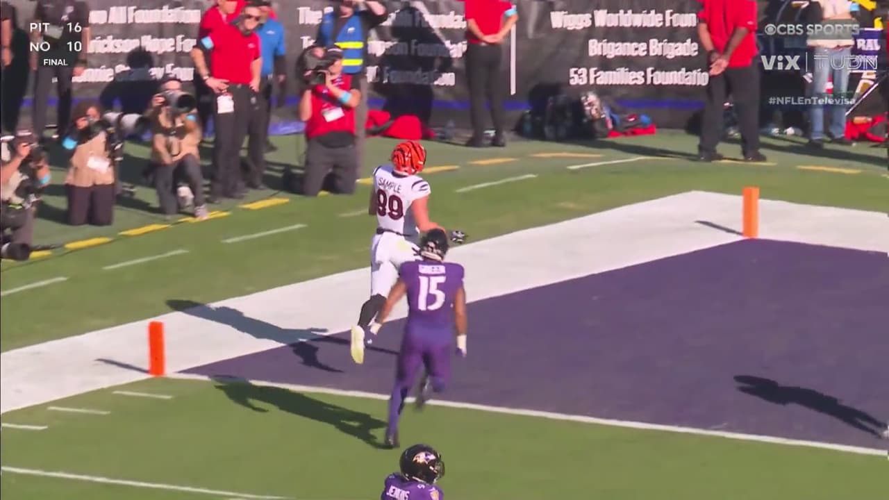 ¡Paliza! Touchdown de Bengals con pase de Burros a Drew Sample