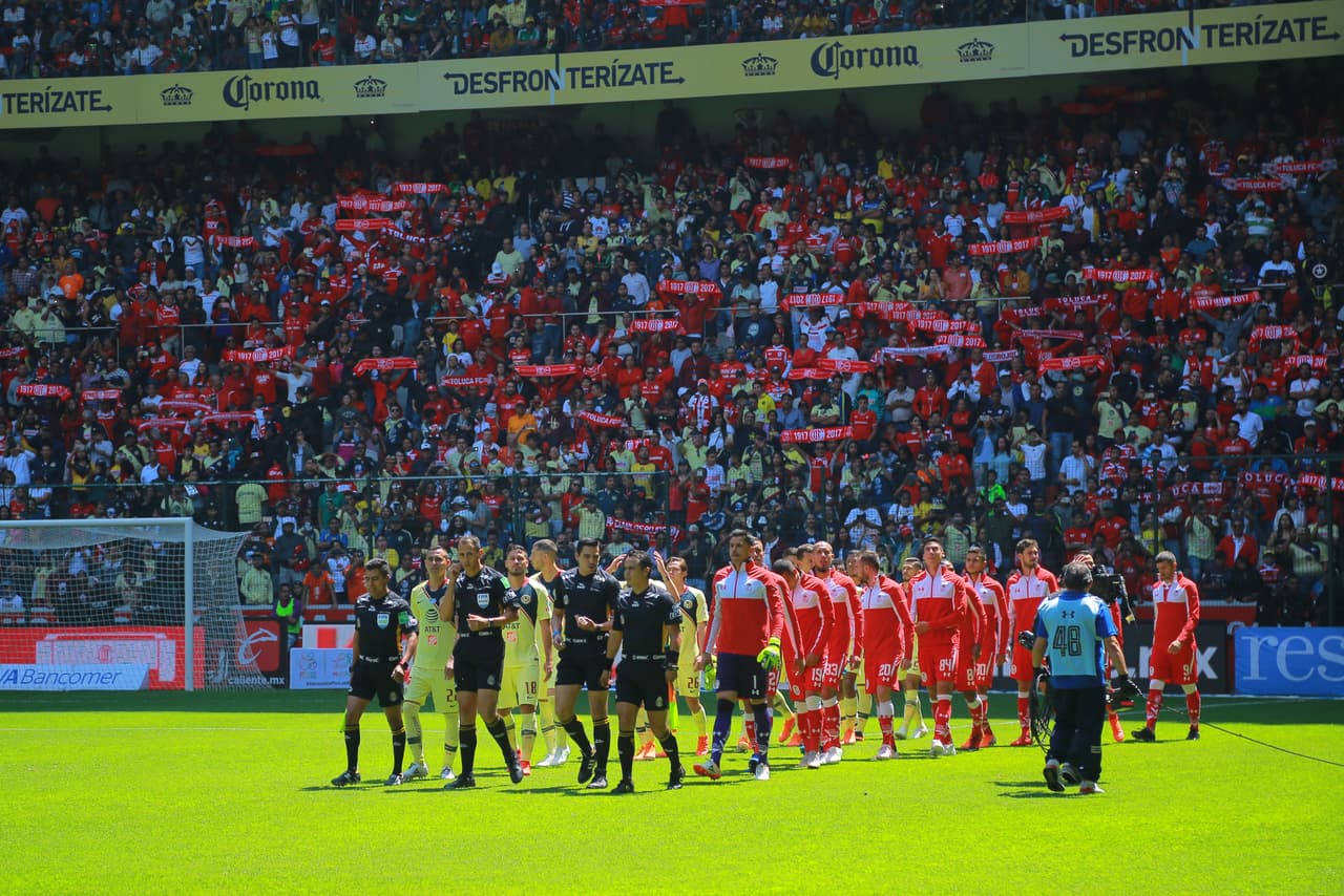 Toluca, Estado de México, 21 de abril de 2019. , durante el juego de la jornada 15 del torneo Clausura 2019 de la Liga Bancomer MX entre los Diablos Rojos del Toluca y las Aguilas del América celebrado en el estadio Nemesio Diez. Foto: Imago7/Eloisa Sanchez