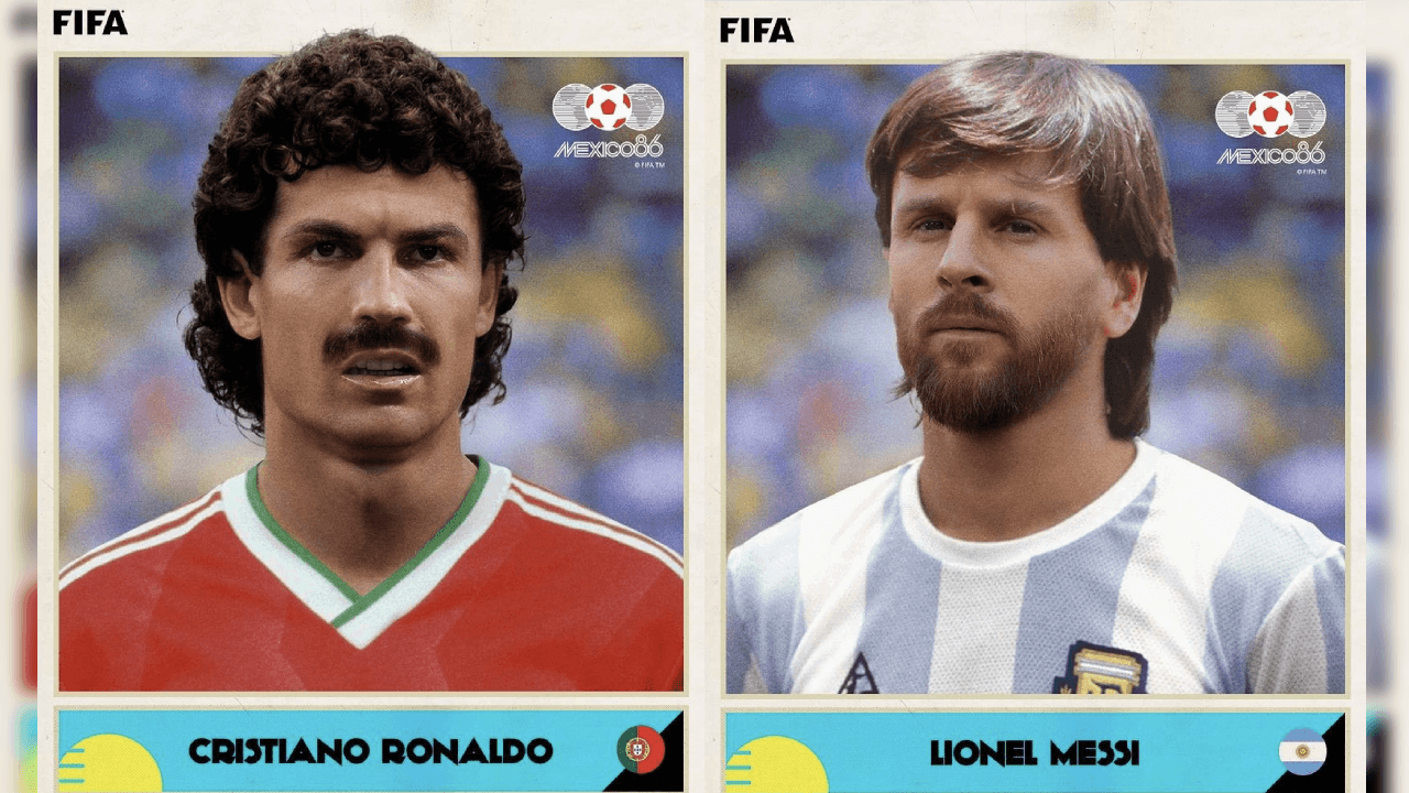 ¡Qué retro! Así lucirían los futbolistas al estilo México 86 | ¿Cómo se verían CR7, Messi, Mbappé, Lewandowski y los jugadores de élite con un look ‘vintage’?