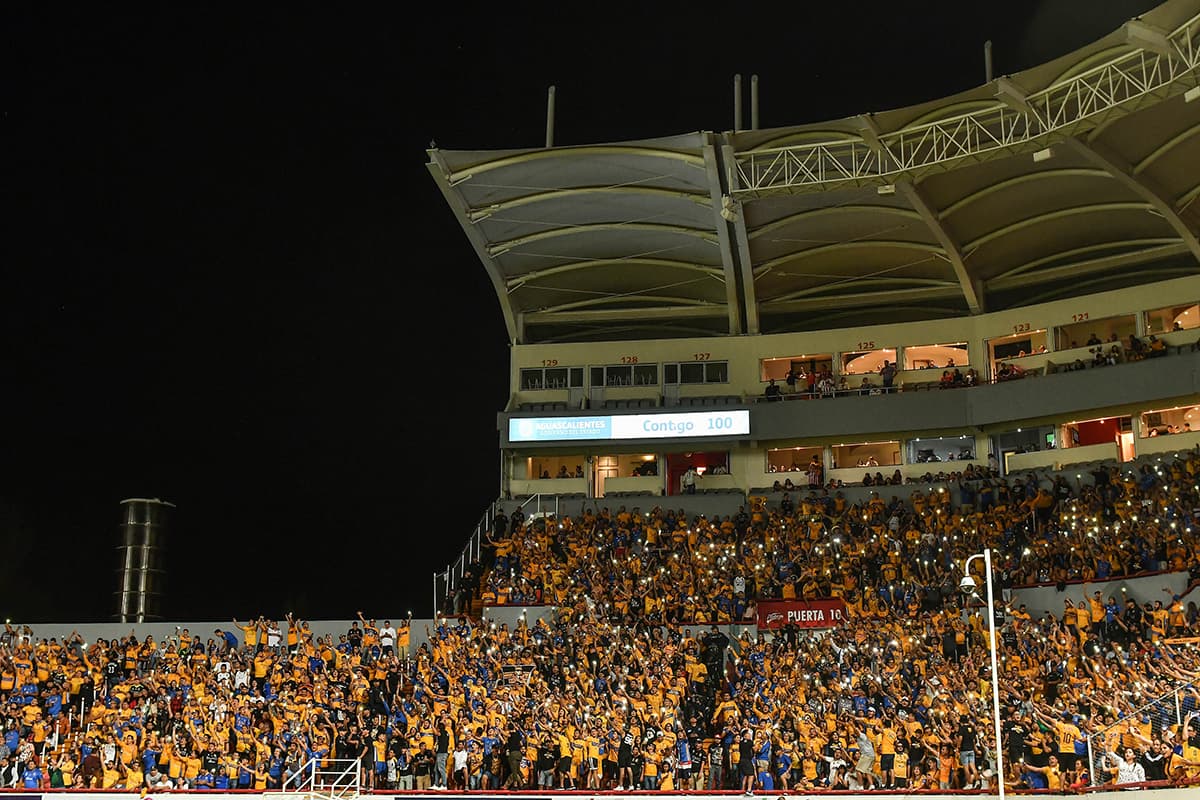 El escenario de Aguascalientes donde juega como local Necaxa, se vistió de amarillo, pareció local Tigres.