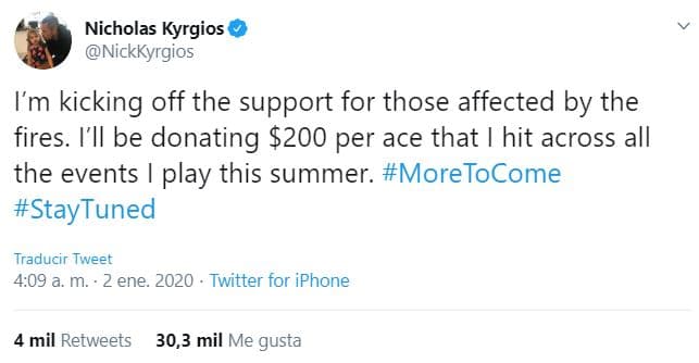 El 'Bad Boy' causó una revolución en redes sociales y el tenis asutraliano se volcó en apoyo para las donaciones.