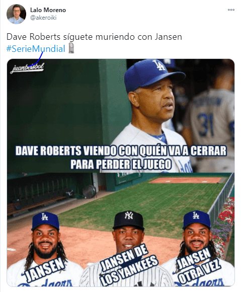 Tras la decisión del Manager de los Dodgers, Dave Roberts, de sacar al mexicano Julio Urias iniciando la quinta entrada, las redes sociales se incendiarion y reaccionaron de esta forma.