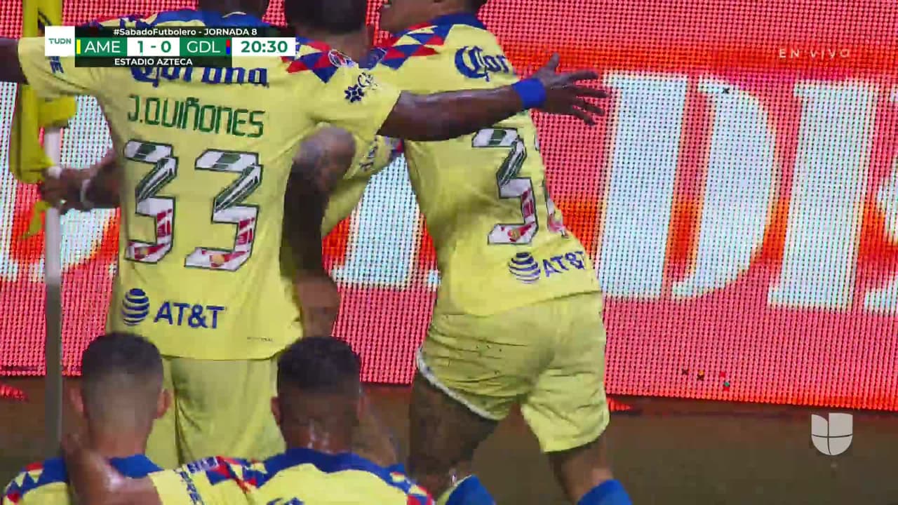 ¡GOL!  anota para América. Brian Rodríguez