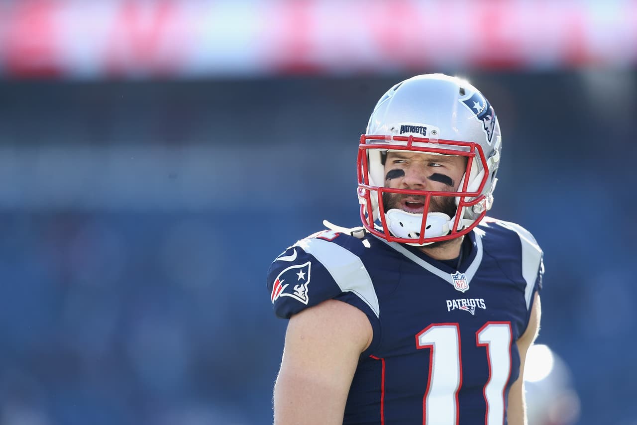 FOXBORO, MA - DECEMBER 04: Julian Edelman #11 of the New England Patriots looks on before the game against the Los Angeles Rams at Gillette Stadium on December 4, 2016 in Foxboro, Massachusetts. (Photo by Maddie Meyer/Getty Images)