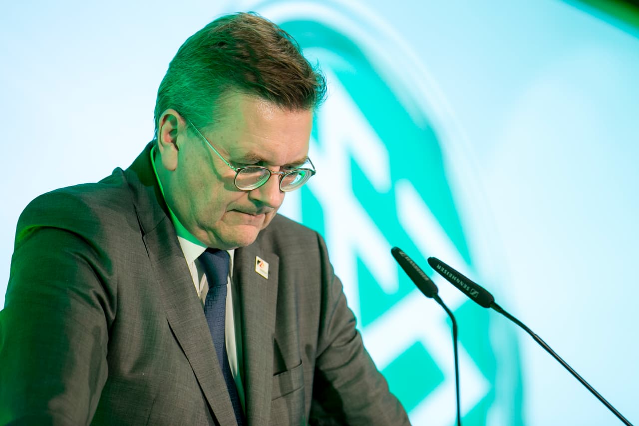 GRASSAU, GERMANY - JULY 21: Reinhard Grindel, head of the DFB during the awarding ceremony on July 21, 2018 in Grassau, Germany. (Photo by Jan Hetfleisch/Bongarts/Getty Images)