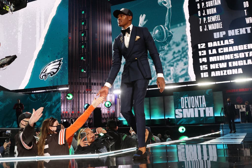 Pick 10 – Philadelphia Eagles – WR DeVonta Smith Jr.
<br>