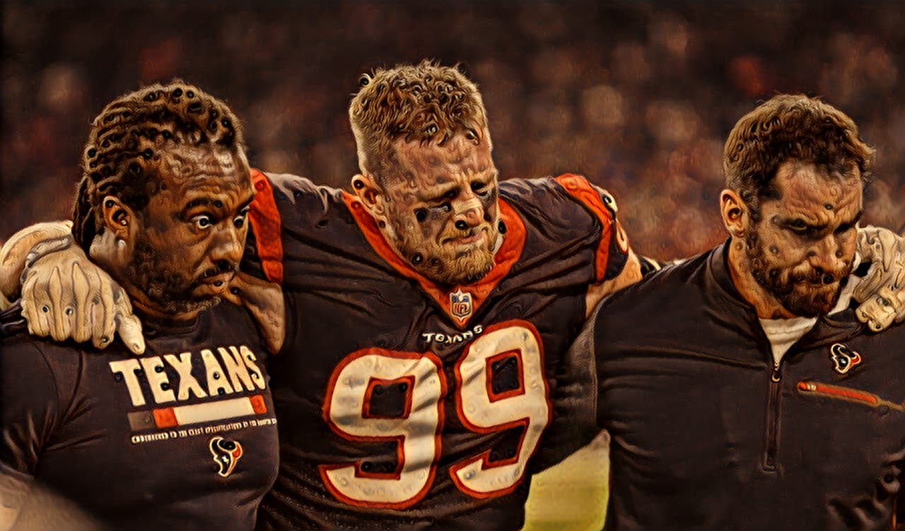 J.J. WattEl célebre defensivo de los Houston Texans se lesionó aparatosamente el pasado 8 de octubre de una rodilla y no jugará más esta campaña.