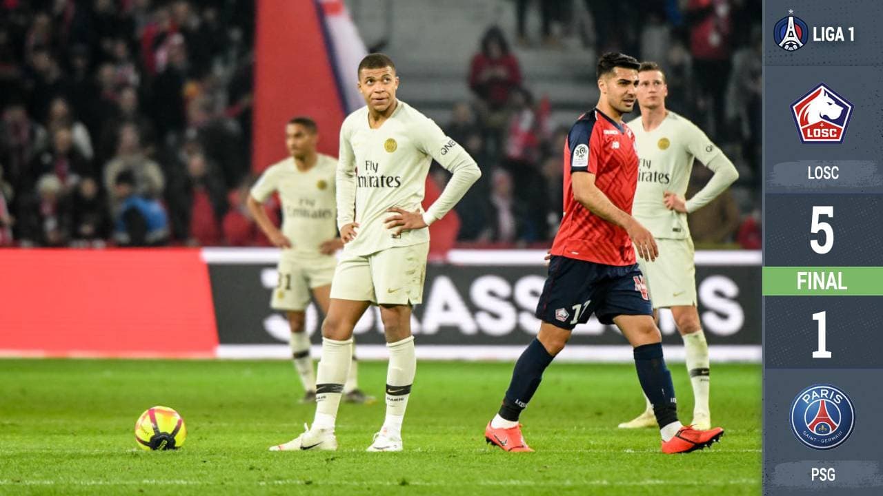 El título tendrá que esperar: Lille goleó al PSG y el campeonato de los parisinos se aplazó