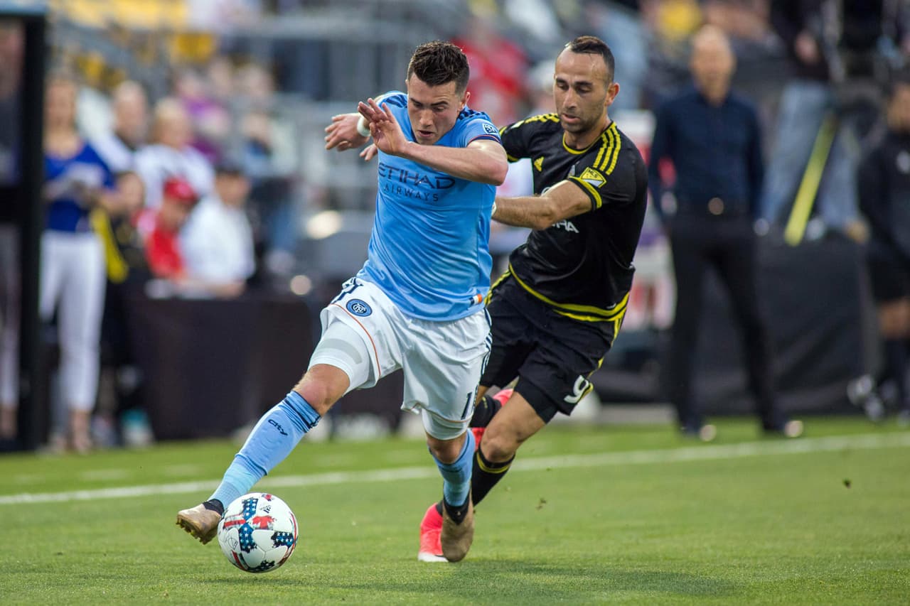 Jack Harrison marcó dos de los goles con los que New York City FC se impuso por 3-2 en su visita a Columbus Crew. (USA Today Images)