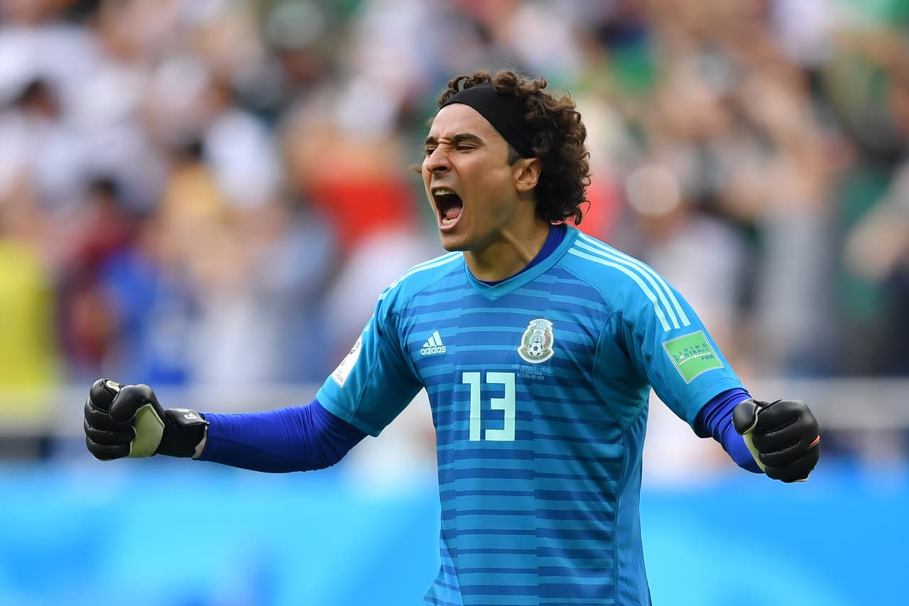 ROSTOV-ON-DON, RUSSIA - JUNE 23: Guillermo Ochoa of Mexico celebrates his team's first goal during the 2018 FIFA World Cup Russia group F match between Korea Republic and Mexico at Rostov Arena on June 23, 2018 in Rostov-on-Don, Russia. (Photo by Hector Vivas/Getty Images)