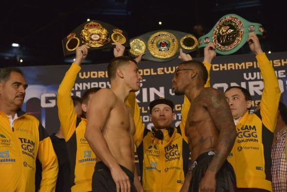 Gennady Golovkin y Willie Moroe Jr. no tuvieron problemas con la báscula; Román González en peso, Edgar Sosa lo hizo hasta el tercer intento. (Foto: Alma Montiel/WBC)