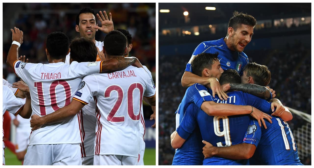 UEFA - Grupo G: los líderes (16 puntos) España e Italia se enfrentan este viernes en busca de imponer superioridad en la clasificación como rey solitario.