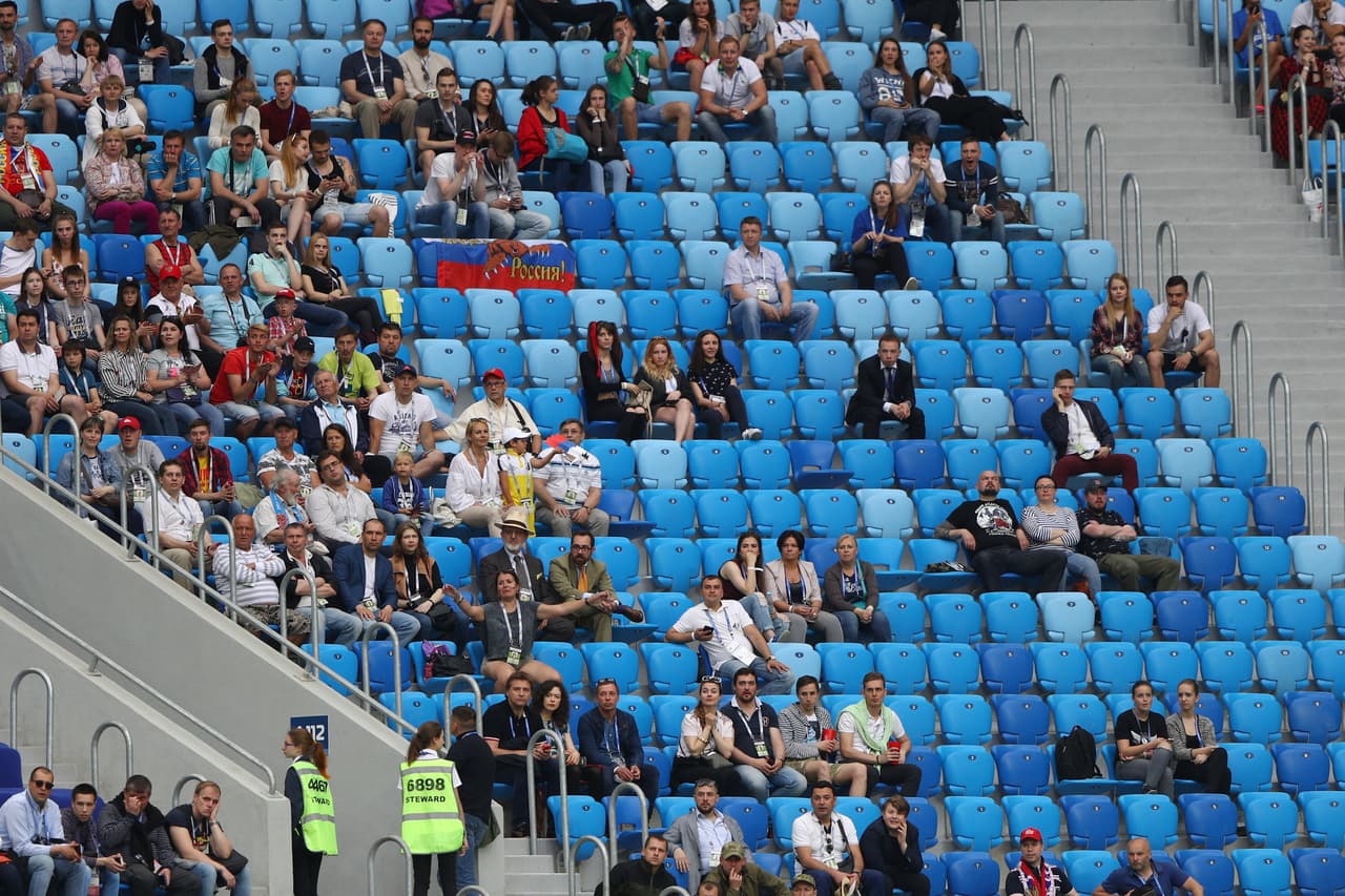 El Rusia-Nueva Zelanda de la Copa Confederaciones en la Arena Zenit sorprendió por las numerosas butacas vacías.