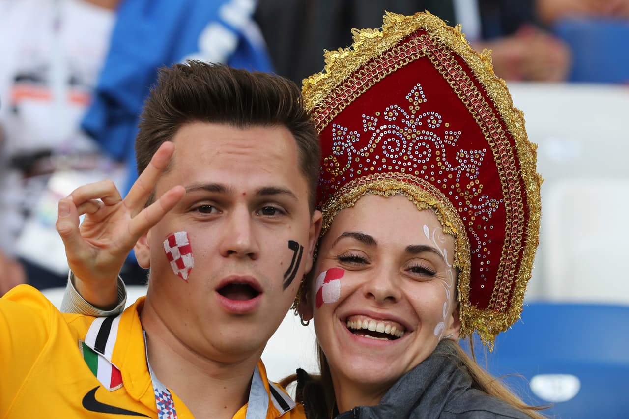 Croatia fans cheer prior the group D match between Croatia and Nigeria at the 2018 soccer World Cup in the Kaliningrad Stadium in Kaliningrad, Russia, Saturday, June 16, 2018. (AP Photo/Czarek Sokolowski)