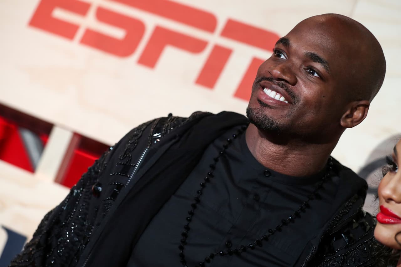 Adrian Peterson attends ESPN: The Party 2017 held on Friday, Feb. 3, 2017, in Houston, Texas. (Photo by John Salangsang/Invision/AP)