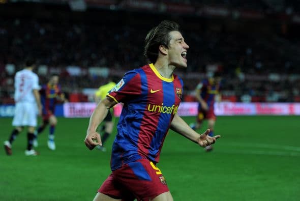 El canterano del Barça salió a festejar su anotación.