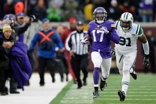Una recepción de 87 yardas de Jarius Wright para touchdown en tiempo extra le dio a los Minnesota Vikings el triunfo por 30-24 ante los New York Jets.