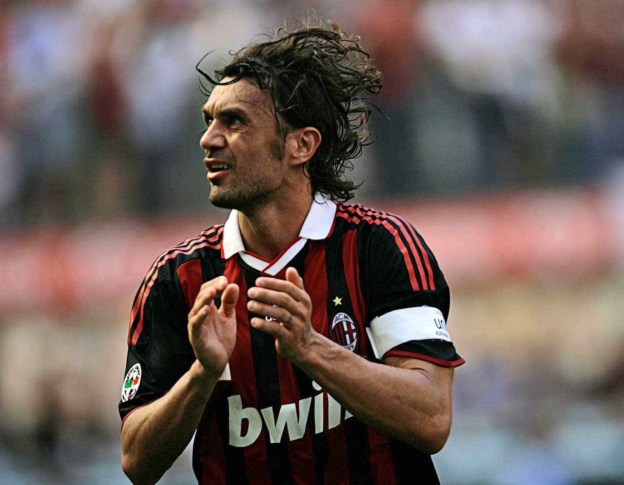 Paolo Maldini, jugador italiano del AC Milan y de la selección de su país.