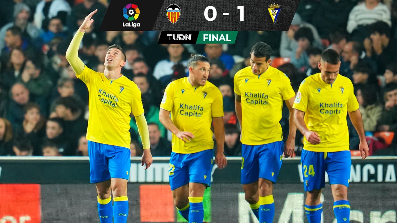 Cádiz sorprende y derrota al Valencia en Mestalla