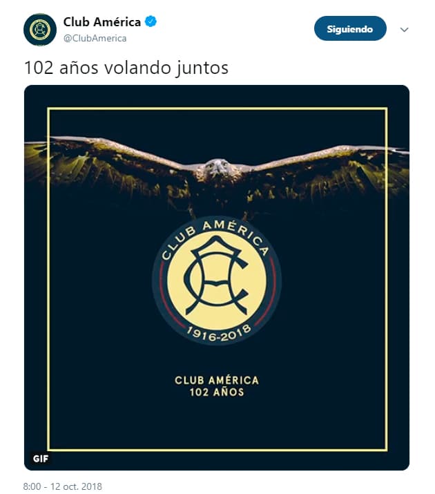 El tuit conmemorativo del América.