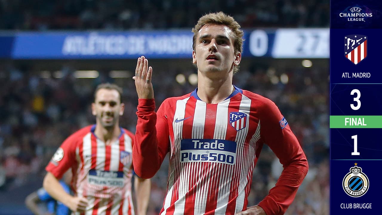 Atlético de Madrid le pega al Brujas en la Champions con partidazo de Griezmann