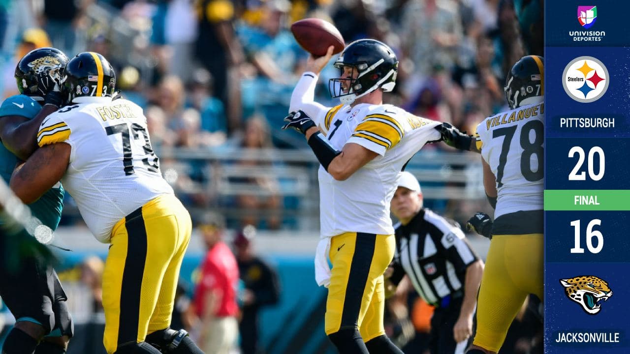 <b>Pittsburgh 20- 16 Jacksonville</b>. Ben Roethlisberger se repuso a un mal inicio, con tres intercepcione, y guió a los Steelers a superar un déficit de 16 puntos para ganar a los Jaguars, casi eliminados.