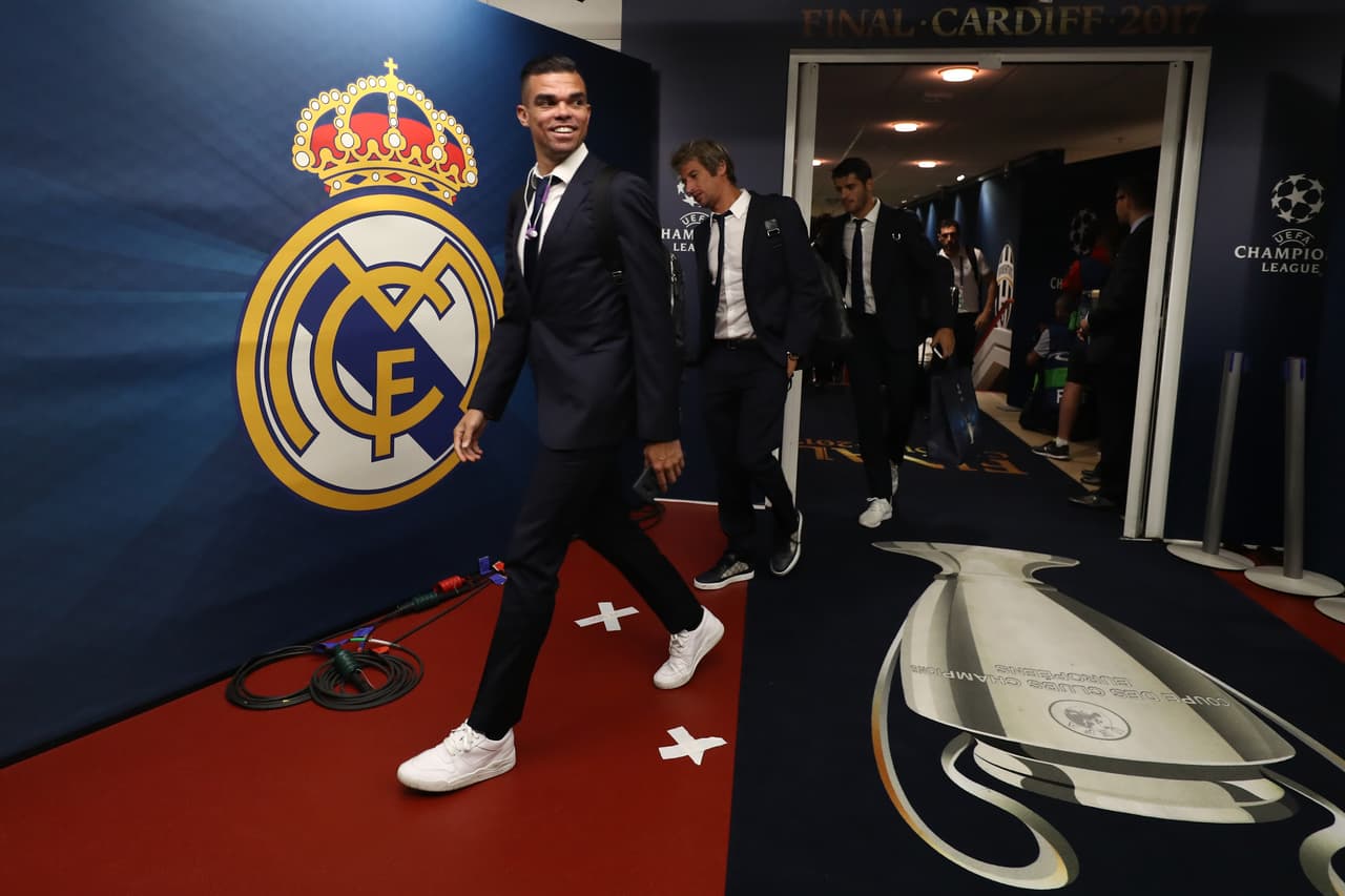 CARDIFF, WALES - JUNE 03: Pepe of Real Madrid arrive at the stadium prior to the UEFA Champions League Final between Juventus and Real Madrid at National Stadium of Wales on June 3, 2017 in Cardiff, Wales. (Photo by Alexander Hassenstein - UEFA/UEFA via Getty Images)
