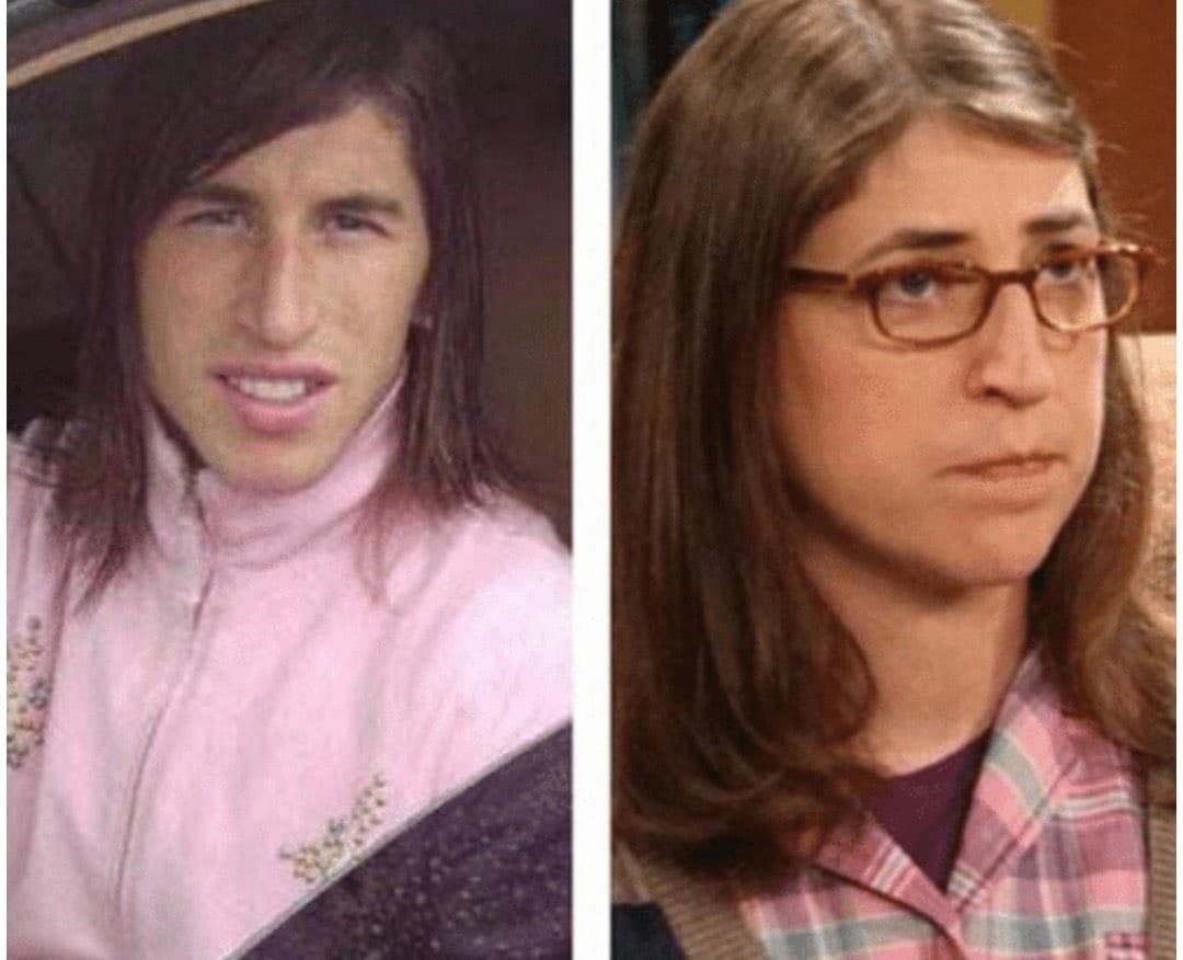 Y por último, quizás la más divertida comparación, hecha por el propio Ramos. Mayim Bialik en sus primeros días en The Big Bang Theory con un joven y descuidado Sergio.