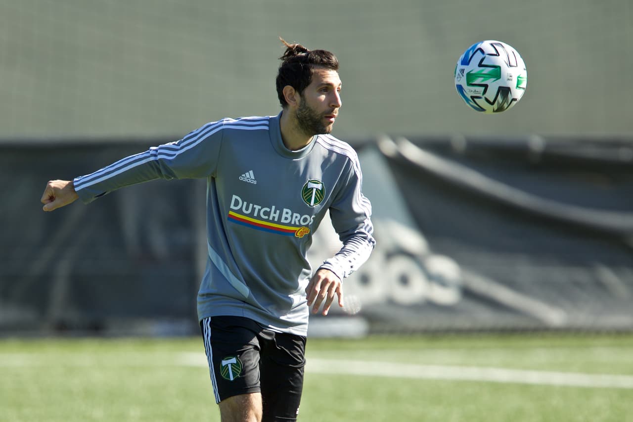 Diego Valeri, durante la rutina de prácticas individuales de Portland Timbers.