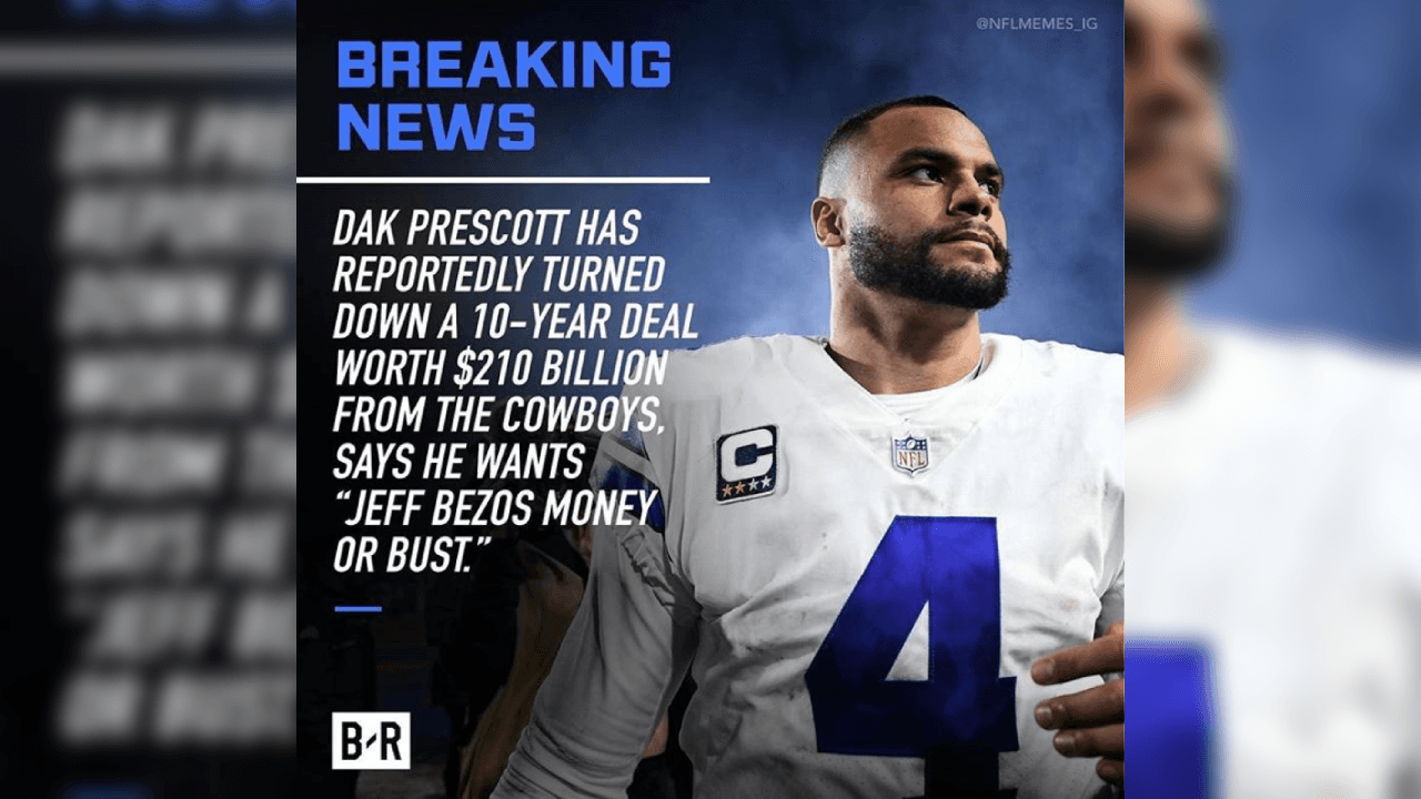 Así atacan los memes al QB de Dallas Cowboys sobre el contrato millonario que desea.