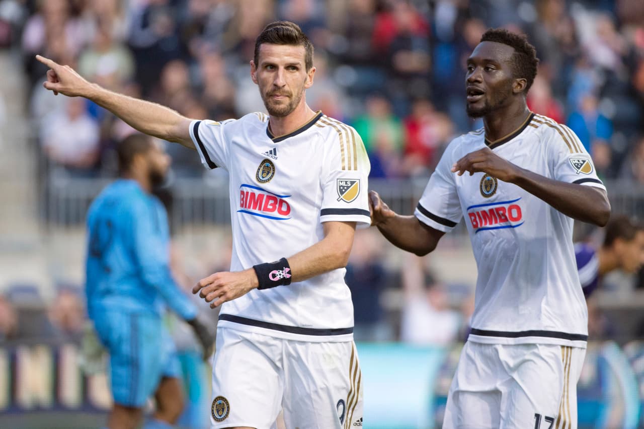 El francés Sebastian Le Toux festeja su penal ante Orlando City.