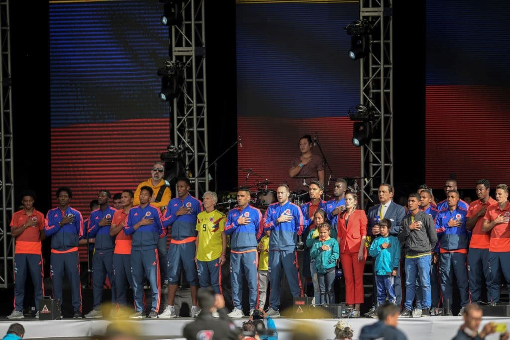 Tal y como en Rusia, el himno colombiano sonó a reventar.