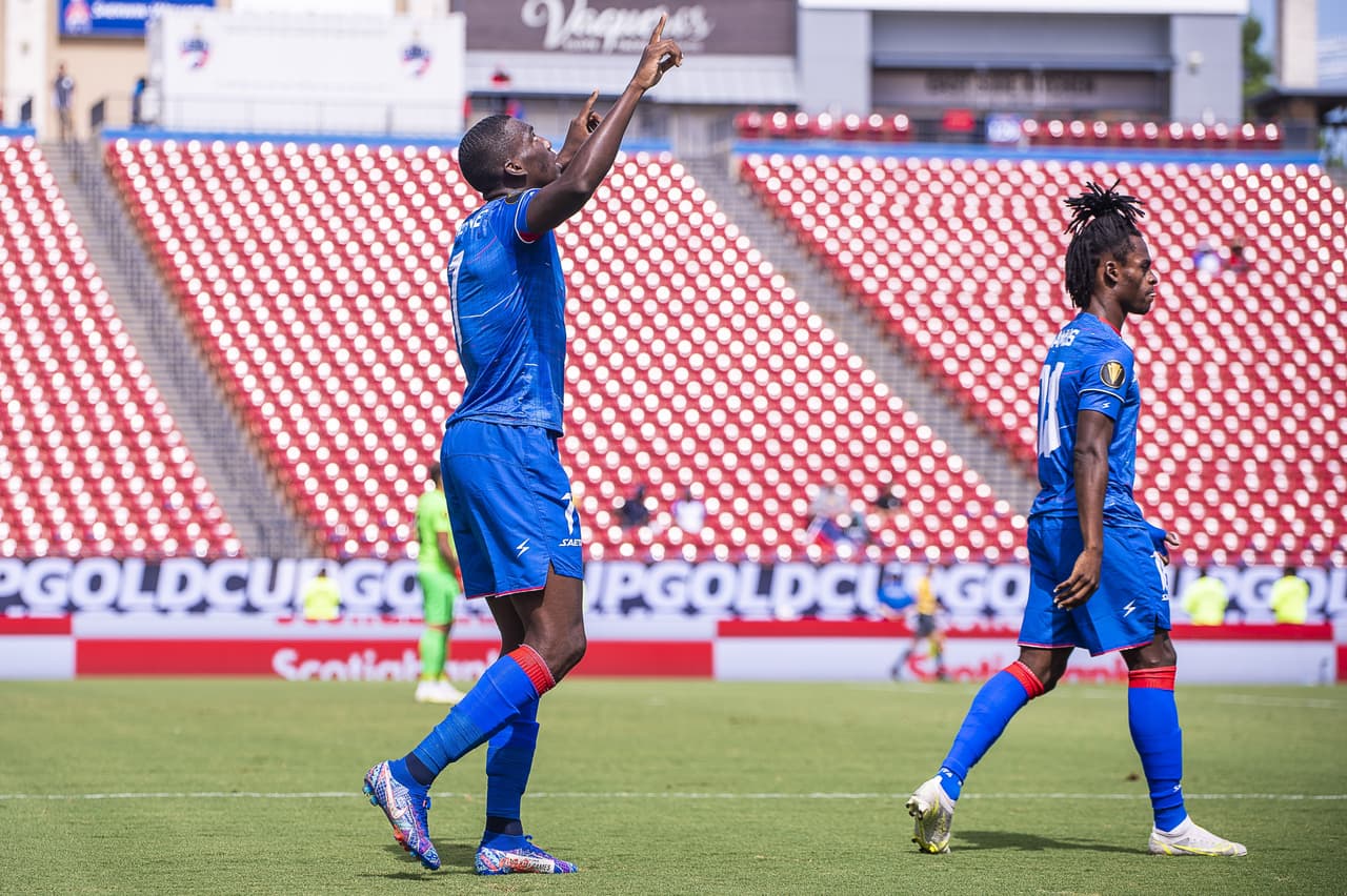Carnejy Antoine celebrates his goal 0-1 of Haiti during the match Martinique vs Haiti, corresponding to Group B of the 2021 CONCACAF Gold Cup, at Toyota Stadium, on July 18, 2021. Carnejy Antoine celebra su gol 0-1 de Haiti durante el partido Martinica vs Haiti, correspondiente al Grupo B de la Copa Oro de la CONCACAF 2021, en Toyota Stadium, el 18 de Julio de 2021.