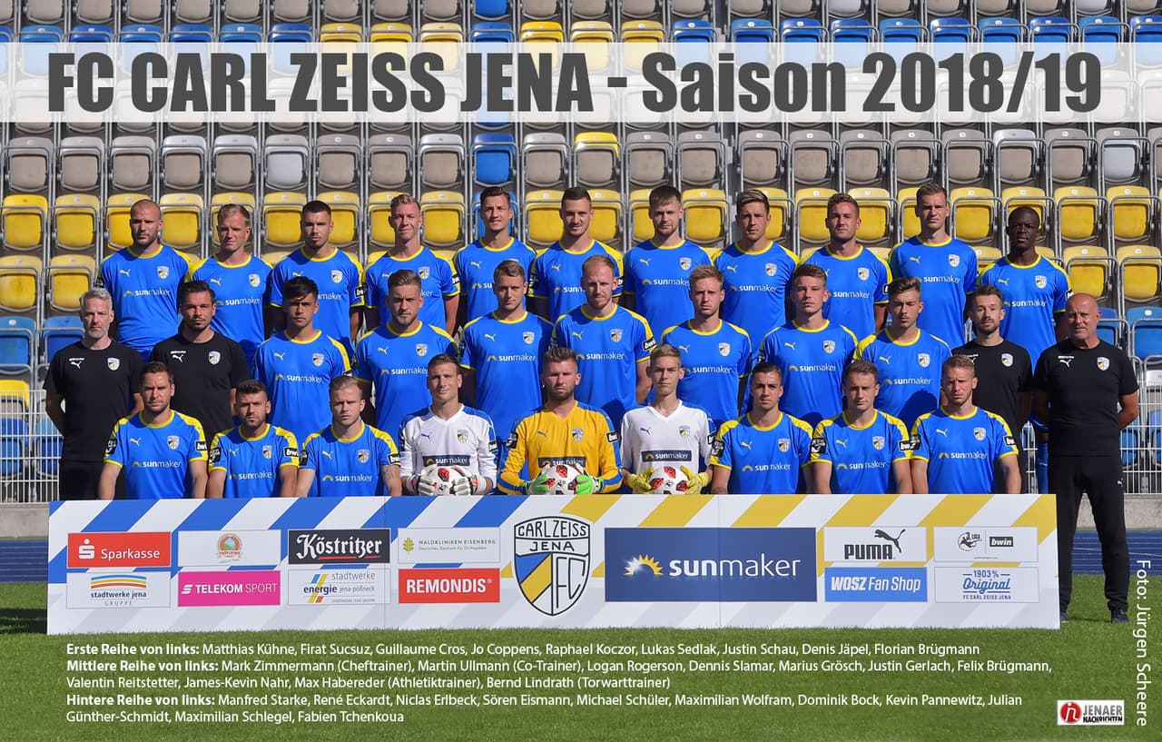 <b>FC Carl Zeiss Jena</b>
<br>El equipo nació en 1903 como un club de trabajadores de la óptica Carl Zeiss. El equipo actualmente se desempeña en la Bundesliga 3 de Alemania.