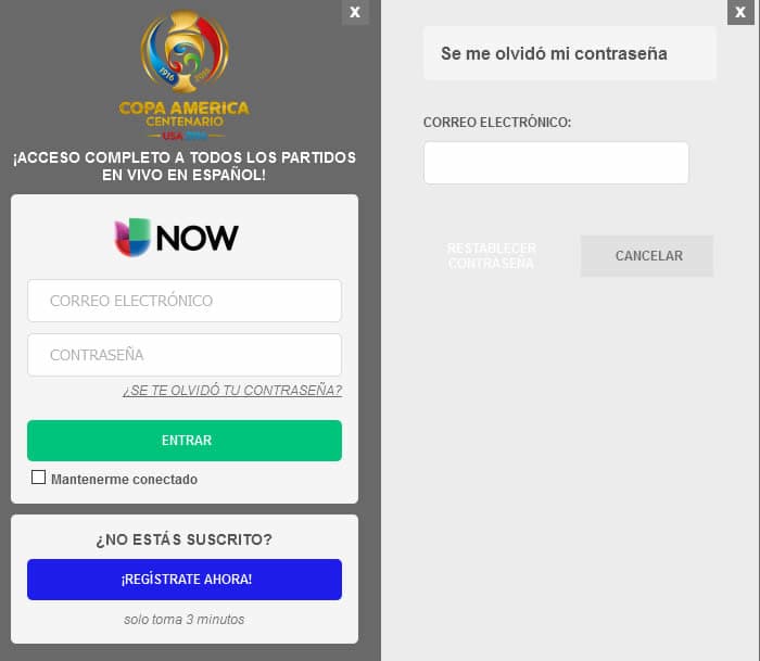Recupera tu contraseña de Univision Now