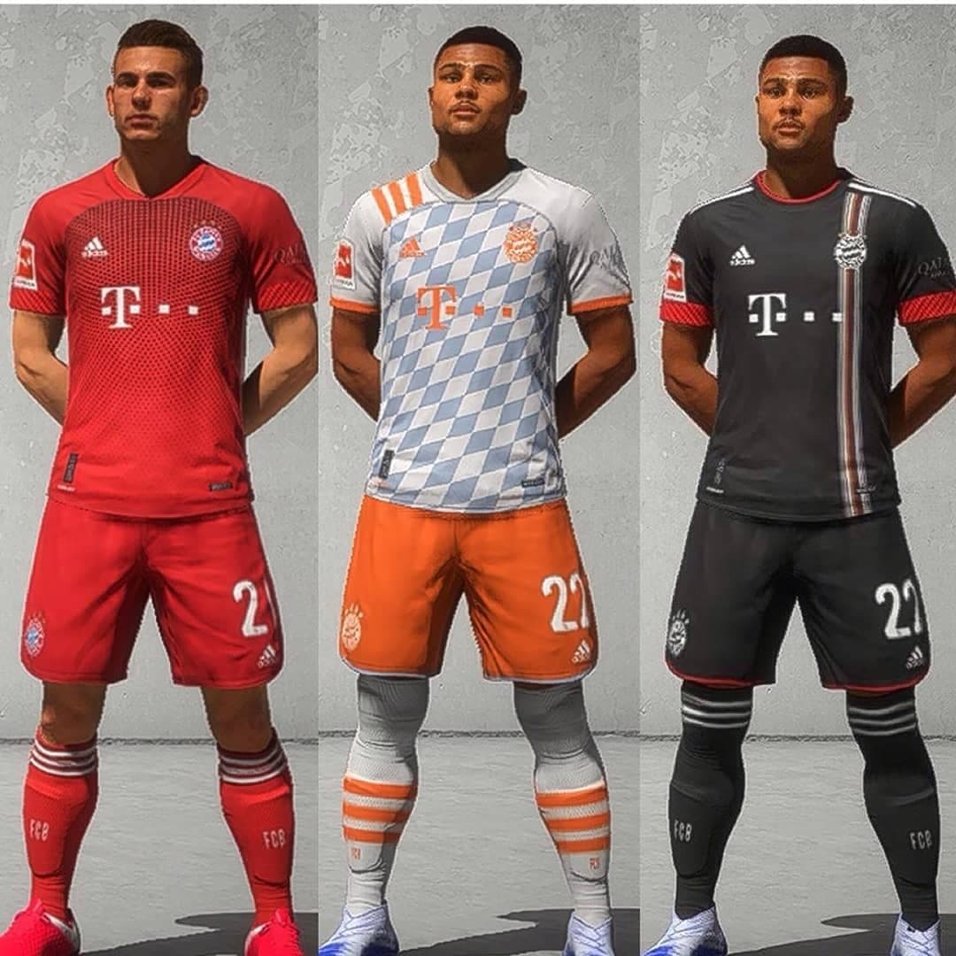 Bayern München con una camiseta de local muy bonita en tonos degradados y una camiseta alternativa interesante. ¿qué les parece la de visita?