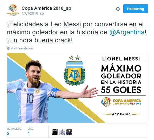 Las redes sociales muestran su apoyo a Estados Unidos y Argentina en la semifinal de la Copa América Centenario.