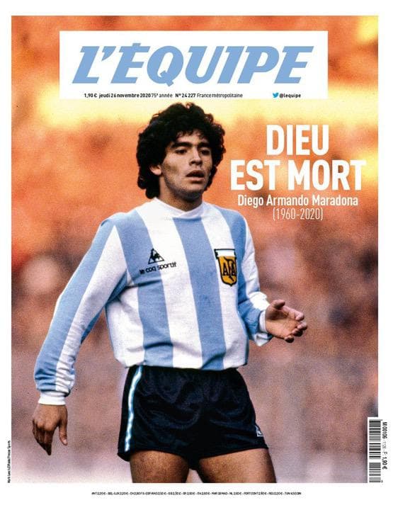 Así reaccionó la prensa mundial al fallecimiento de Maradona | El deceso de la leyenda argentina ocupó las portadas de los principales diarios alrededor del mundo.