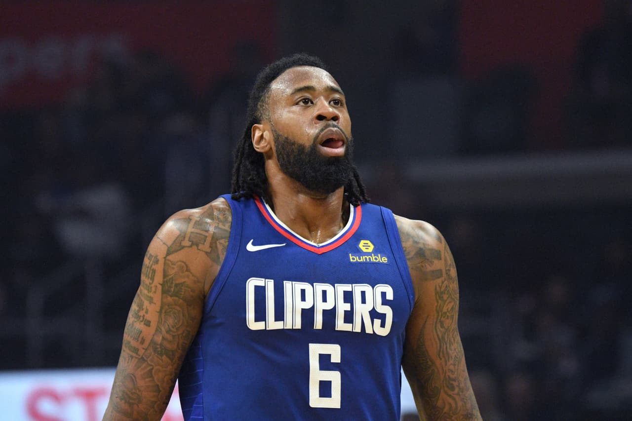 Los Angeles Clippers center DeAndre Jordan (6) during an NBA basketball game against the Indiana Pacers, Sunday, April 1, 2018, in Los Angeles. (AP Photo/Michael Owen Baker)