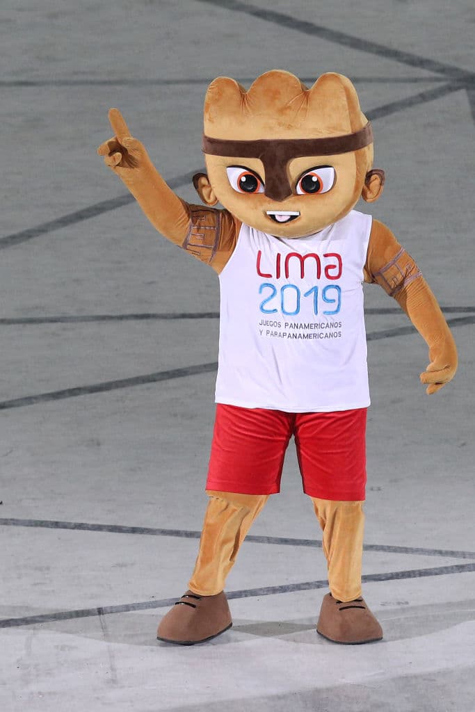 Mascota oficial de los Juegos Panamericanos, Milco aparece durante la ceremonia de inauguración.