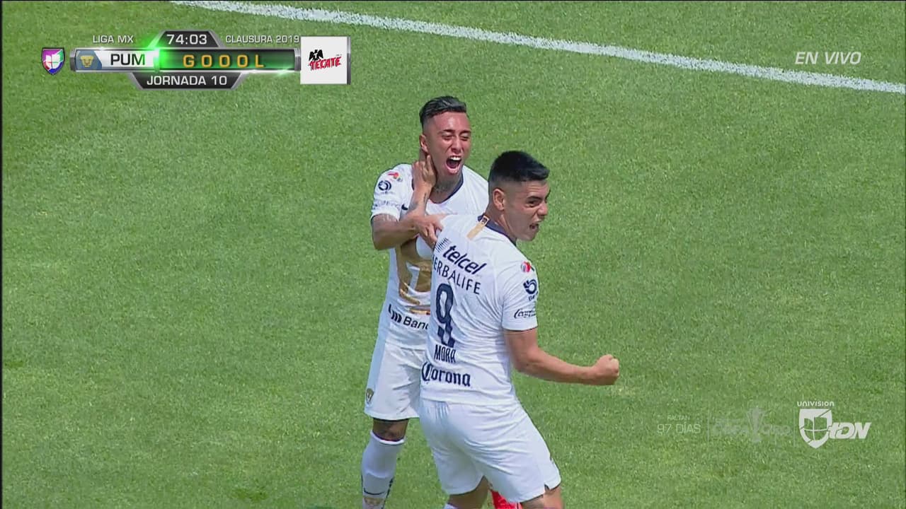 ¡Gol, gol, gol de Pumas! Mozo la hace y Mora la remata