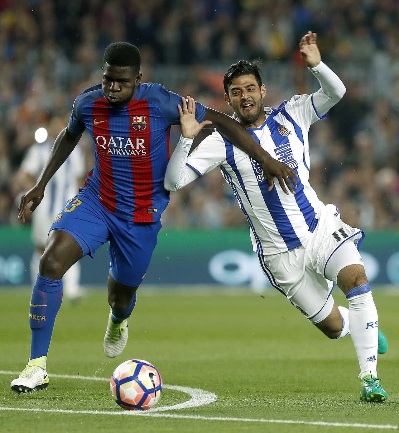La Liga - Barcelona 3-2 Real Sociedad: Carlos Vela fue titular con la escuadra vasca en esta derrota. Jugó 62 minutos, siendo este su partido número 30 de la temporada y el 28 como inicialista.