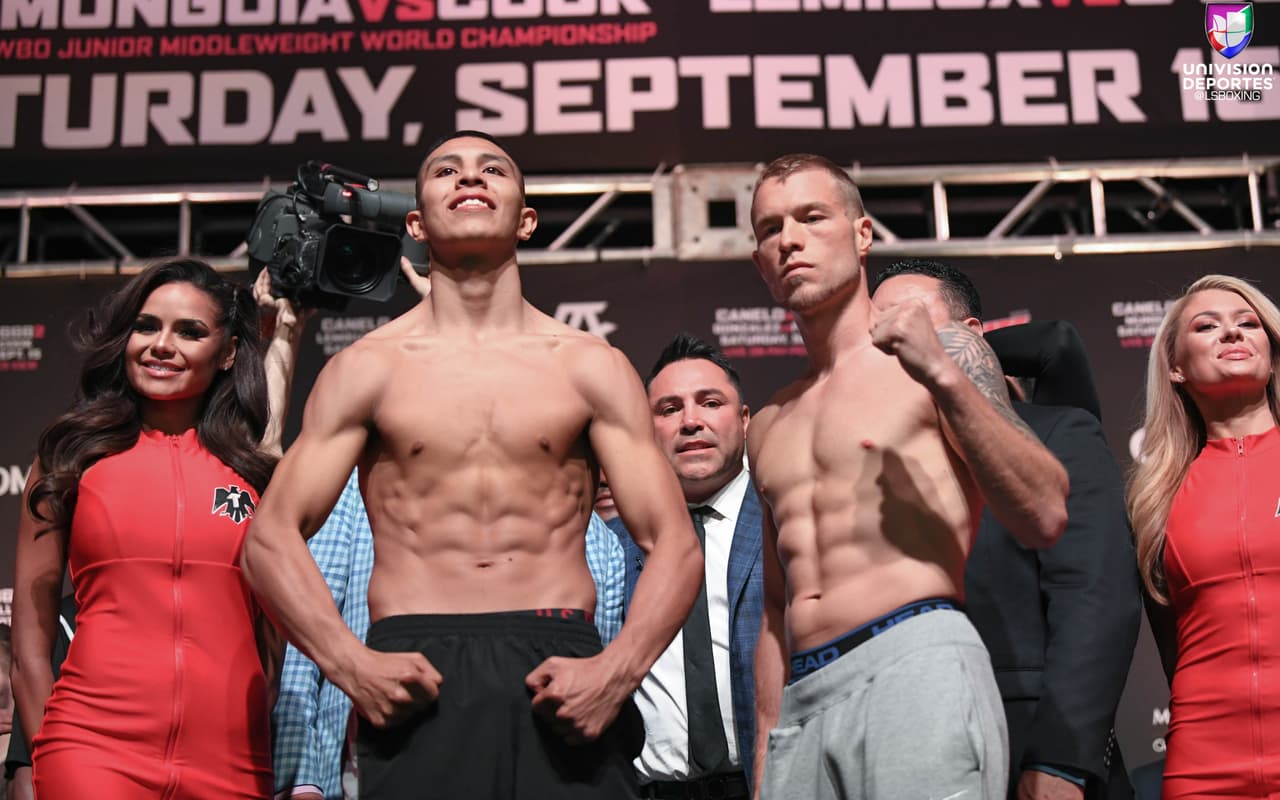 Brandon Cook y Jaime Munguía libraron la báscula con 153.2 y 154.0 libras, respectivamente. Munguía expondrá su cetro mundial superwélter del OMB.